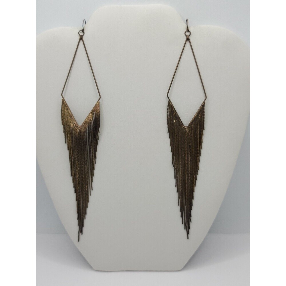 House Of Harlow 1960 Gold Tone Chandelier Drop Earrings Fringe Accents